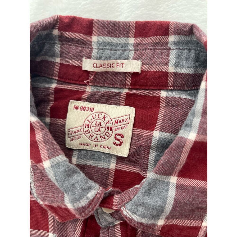 Lucky brand classic burgundy red with blue flannel size s - Picture 3 of 5